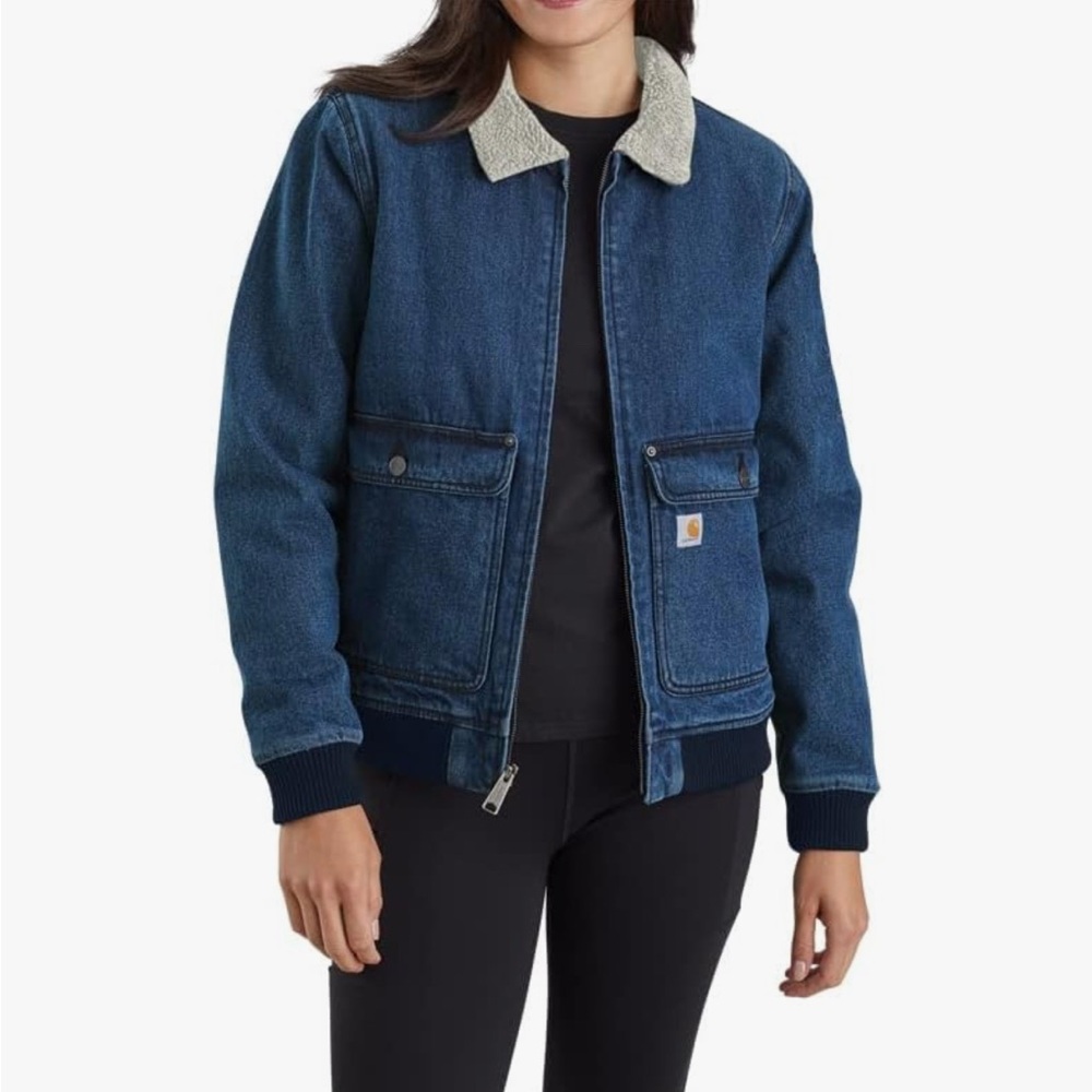 Carhartt Women's Relaxed Fit Denim Sherpa-Lined Jacket
